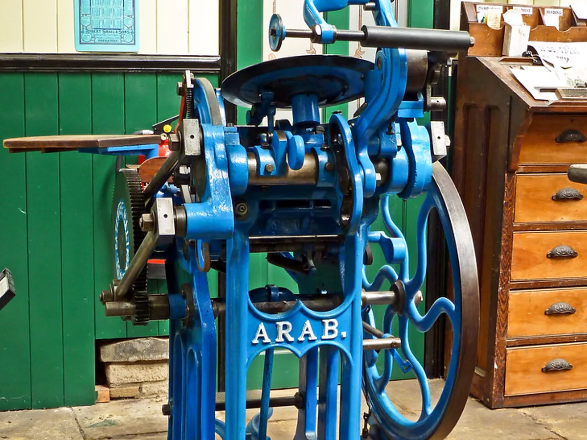 A cast-iron Arab letterpress in a print workshop